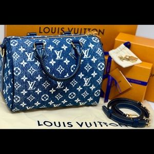 ❌SOLD❌ Louis Vuitton Jacquard Blue Denim Speedy B-25 LTD NEVER USED